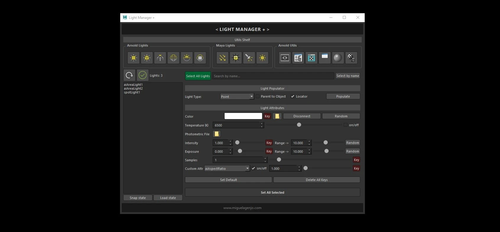Lighting Manager Tool UI